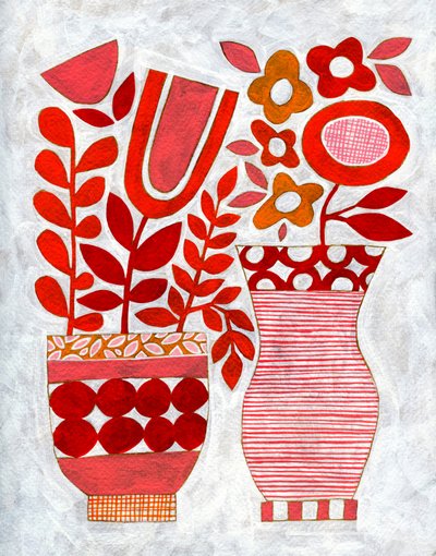 Modern Floral Vases by Susan Black