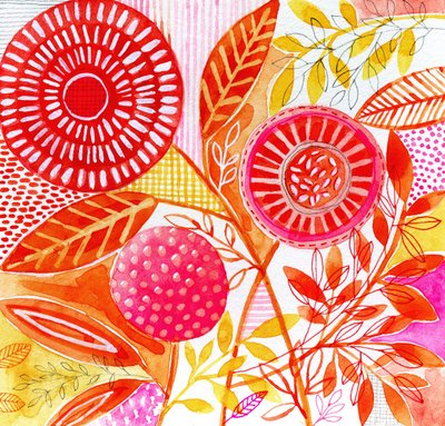 Vibrant Abstract Flowers by Susan Black