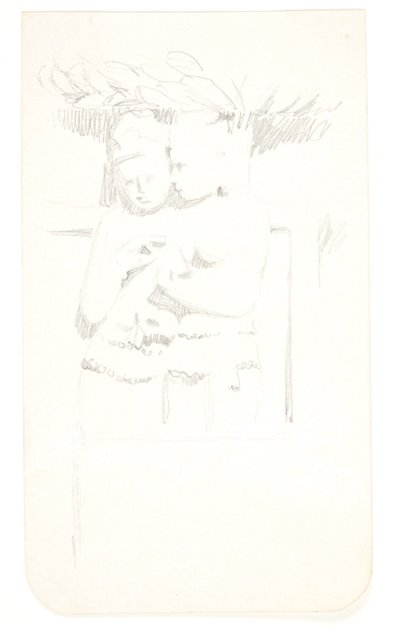 Group with Two Figures. Study Sheet after Reliefs in Borobudur, Java by Svend Rathsack