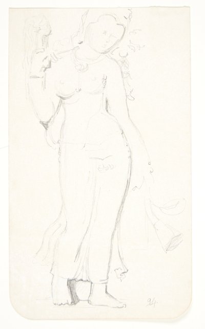 Standing Woman. Study Sheet after Reliefs in Borobudur, Java by Svend Rathsack
