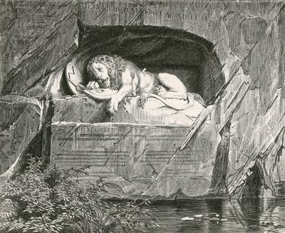 Monument at Lucerne to the Swiss Guards who fell while defending the Royal Family of France, August 10, 1792 by Swiss School