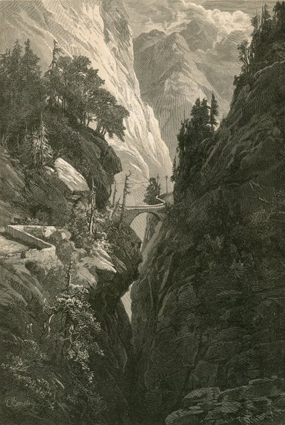 Scene on the Via Mala, on the Road from Coire to Splugen by Swiss School