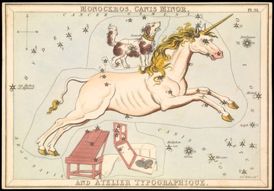 Monoceros, Canis Minor and Atelier Typographique, c.1825 by Sydney Hall