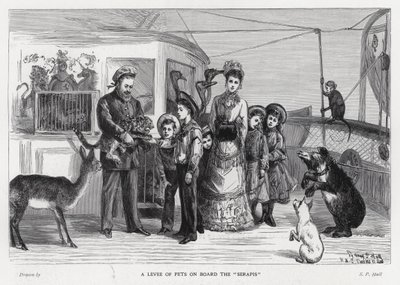 King Edward VII with captured wild animals aboard the troopship, the Serapis on his visit to India by Sydney Prior (after) Hall