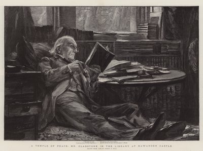 A Temple of Peace, Mr. Gladstone in the Library at Hawarden Castle by Sydney Prior Hall