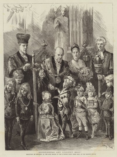 Brobdingnag and Lilliput Meet by Sydney Prior Hall