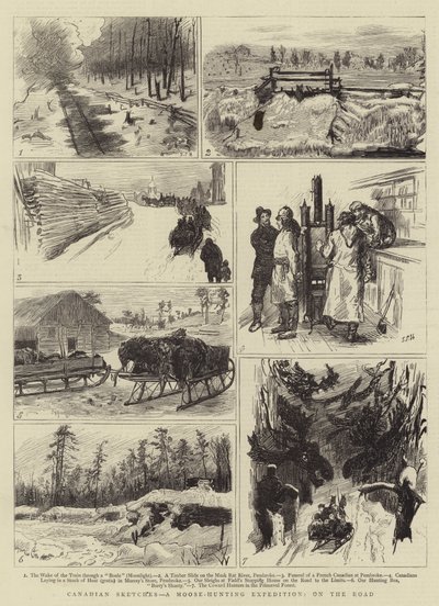 Canadian Sketches, a Moose-Hunting Expedition, on the Road by Sydney Prior Hall