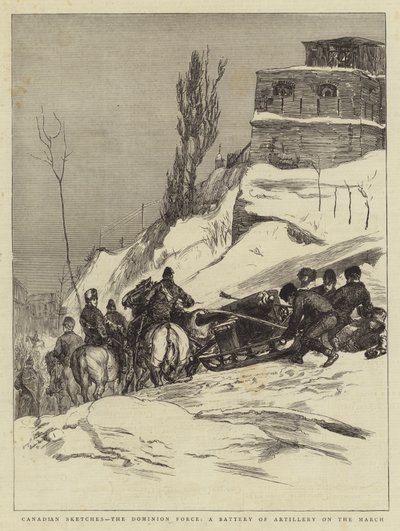 Canadian Sketches, the Dominion Force, a Battery of Artillery on the March by Sydney Prior Hall