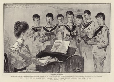 Choir Practice on Board the Ophir, Lady Mary Lygon giving the Boys a Lesson by Sydney Prior Hall