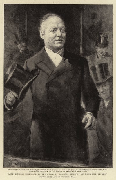 Lord Charles Beresford in the House of Commons moving an unopposed return by Sydney Prior Hall