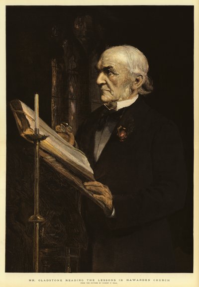 Mr Gladstone reading the Lessons in Hawarden Church by Sydney Prior Hall