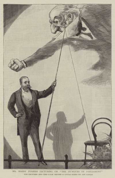 Mr Harry Furniss Lecturing on The Humours of Parliament by Sydney Prior Hall