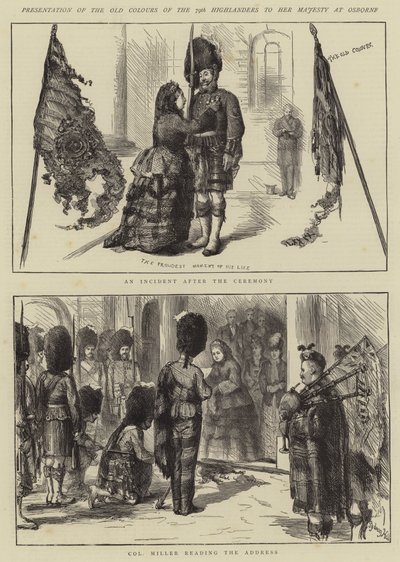 Presentation of the Old Colours of the 79th Highlanders to Her Majesty at Osborne by Sydney Prior Hall