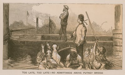 Reminiscences of an Oxford and Cambridge Boat Race: Too late, too late! No admittance above Putney Bridge by Sydney Prior Hall