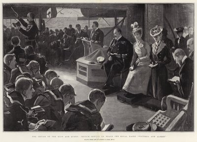 The Cruise of the King and Queen, Church Service on Board the Royal Yacht Victoria and Albert by Sydney Prior Hall