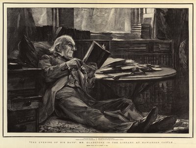 The Evening of His Days, Mr. Gladstone in the Library at Hawarden Castle by Sydney Prior Hall