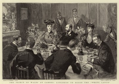 The Prince of Wales at Cannes, Luncheon on Board the White Ladye by Sydney Prior Hall