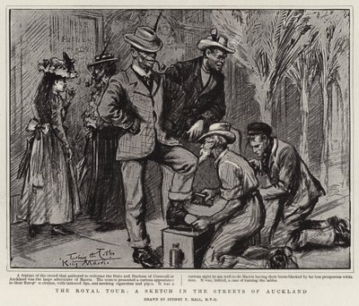 The Royal Tour, a Sketch in the Streets of Auckland by Sydney Prior Hall