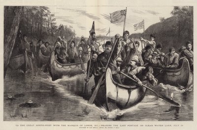 To the Great North-West with the Marquis of Lorne, XII, Nearing the Last Portage on Clear Water Lake, 28 July by Sydney Prior Hall