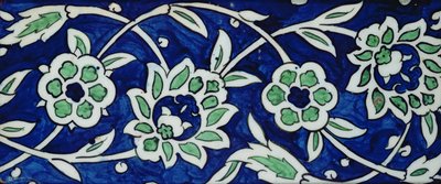 Tile with Peonies and Rosettes by Syrian School
