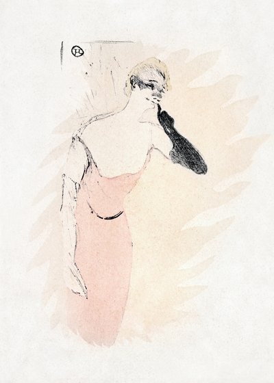 Yvette Guilbert in Columbine and Pierrot (1894) by TOULOUSE LAUTREC
