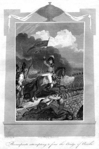 Napoleon Bonaparte attempting to force the bridge of Arcola, 1816 by T. Wallis