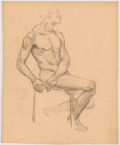 Study of a seated male nude by Tadeusz Makowski