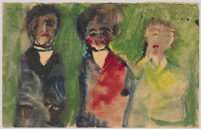 Three Female Figures in Evening Dresses by Tadeusz Makowski