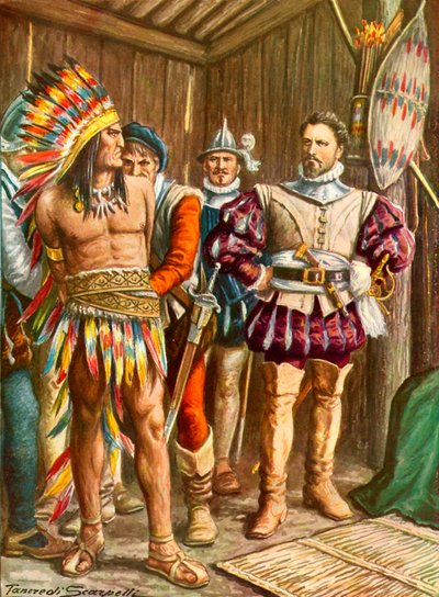 Ferdinando Cortes Imprisoning Montezuma by Tancredi Scarpelli