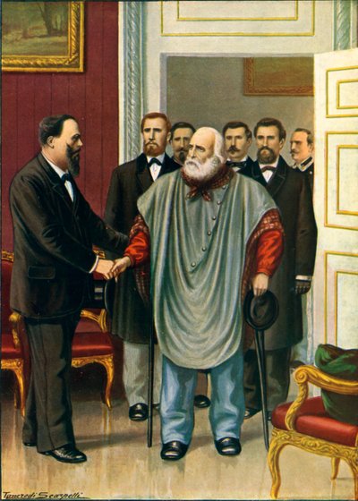 Garibaldi visiting Vittorio Emanuele in Rome by Tancredi Scarpelli