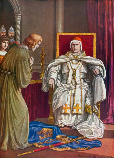 Holy Roman Emperor Henry IV Doing Penance to Reverse His Excommunication by Pope Gregory VII by Tancredi Scarpelli