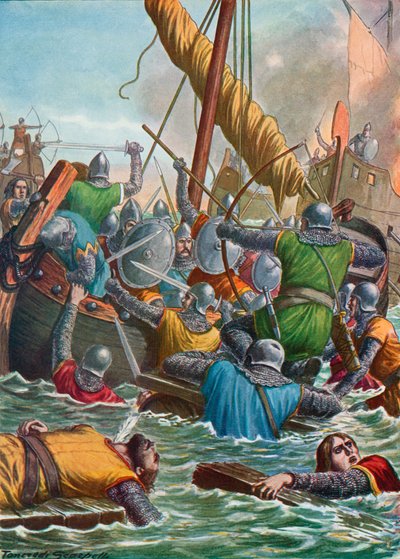 Naval Battle in 806 Between the Venetians and the Franks by Tancredi Scarpelli