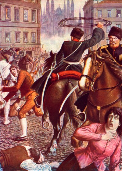 The Milanese Jacobins are chased by Cossacks with lassos by Tancredi Scarpelli
