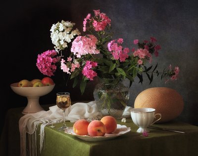 Phlox and Summer Fruit by Tatyana Skorokhod