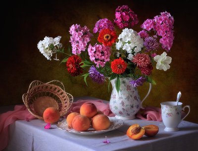 Summer Flowers and Peaches by Tatyana Skorokhod