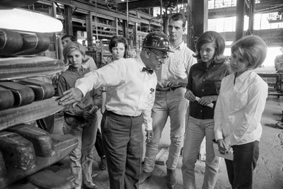 Students on a tour of Phelps Dodge copper refinery in El Paso by Ted Spiegel