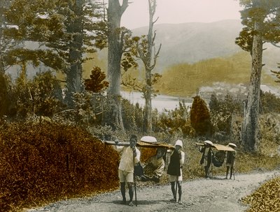 Japanese Girl in a Kago, Hakone Region, circa 1900 - 1915 by Teijiro Takagi