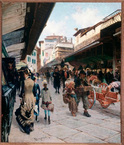 View of the Ponte Vecchio in Florence by Telemaco Signorini