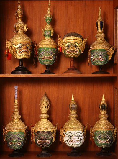 Masks for Khon theatre by Thai School