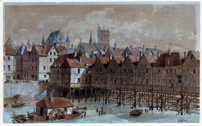 View of the Meuniers Bridge by Theodor Josef Hubert Hoffbauer