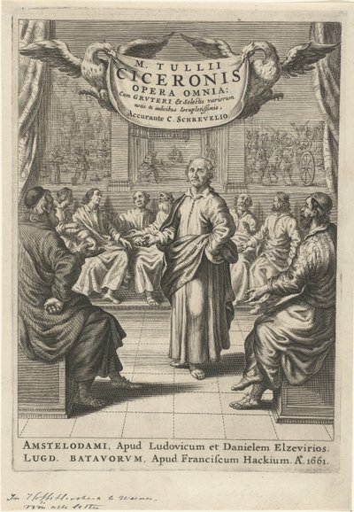 Cicero and Discussing Figures (Title Page for: Cicero, Opera Omnia, 1661) by Theodor Matham
