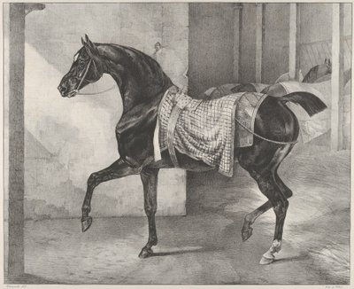 Black Horse Tethered in a Stable by Theodore Gericault