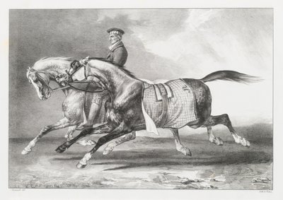 Two Dapple-Grays Being Exercised by Theodore Gericault