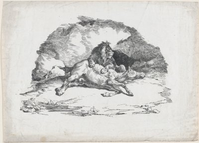 Lion Devouring a Horse by Theodore Gericault