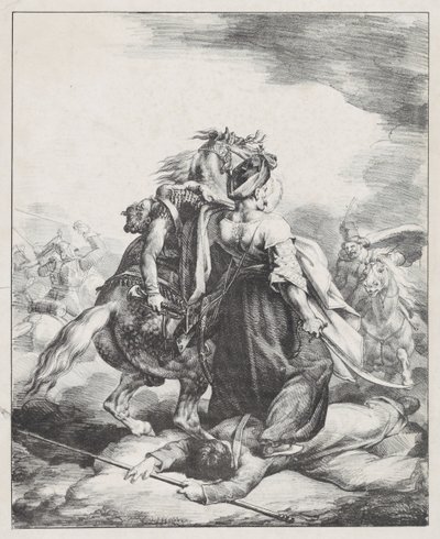 An Egyptian Mameluk Defending a Wounded French Trumpeter at Waterloo by Theodore Gericault