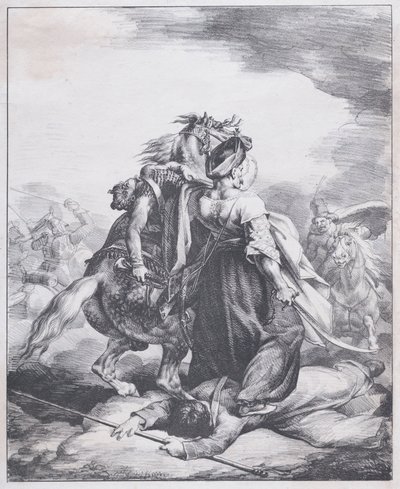 Mamluk Defending a Wounded Trumpeter by Theodore Gericault