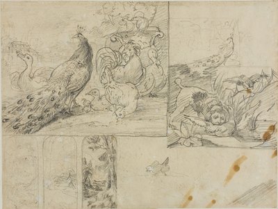 Sketches of Decorative Landscape and Animal Compositions by Theodore Gericault