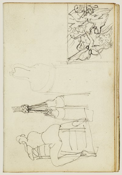 Tassels, Seated Figure from Behind Chair, Thumbnail Study of Charging Chasseur by Theodore Gericault