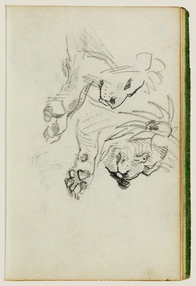 Two Lion Studies by Theodore Gericault