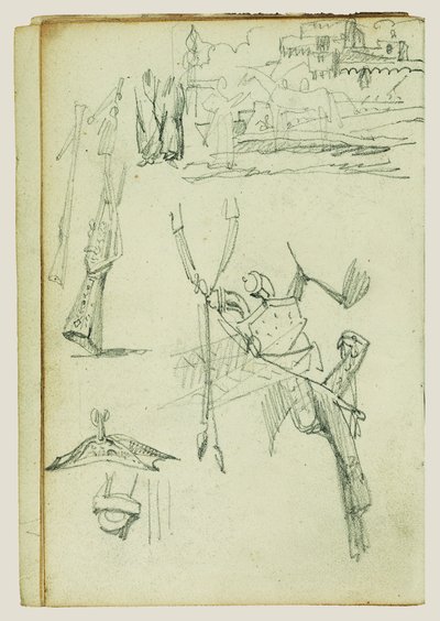 Weapon Studies, Compositional Study of Castle Scene by Theodore Gericault